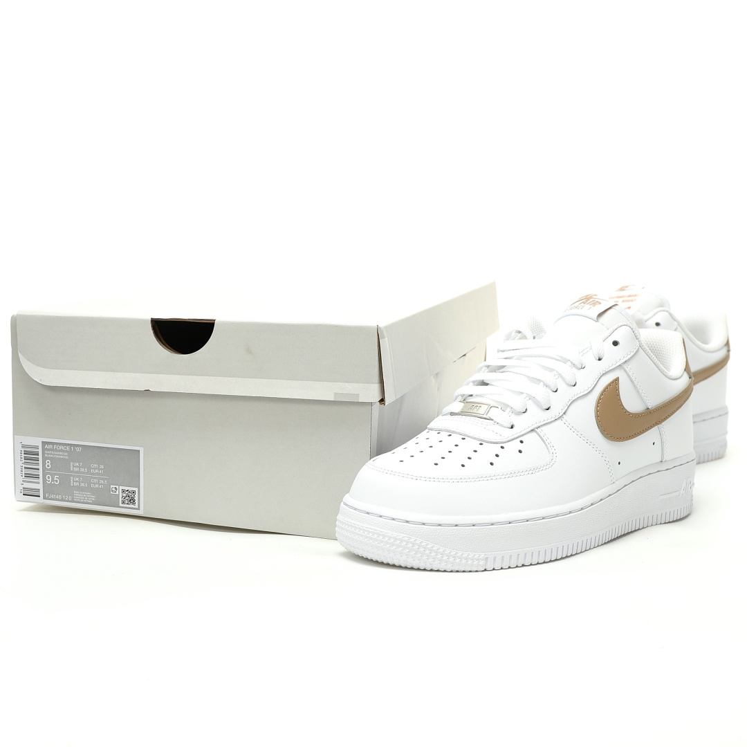 Nike Air Force 1 07 Low White Tan Sneakers FJ4146-120 - Image 9