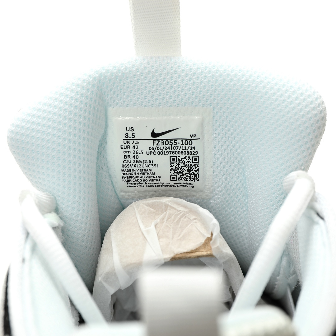 Nike Air More Uptempo Low White Black Sneakers FZ3055-100 - Image 7