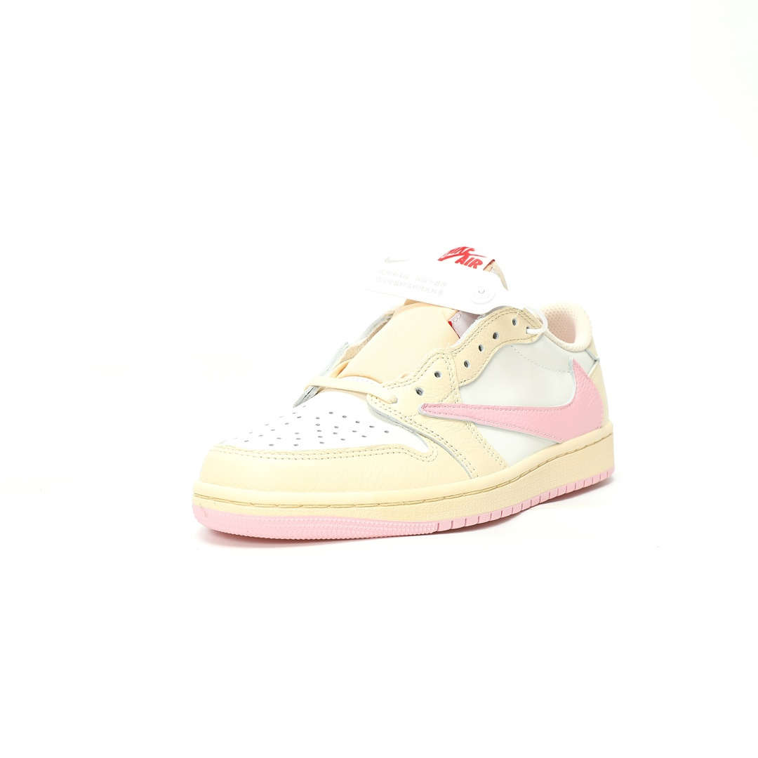 Alternative view of Nike Air Jordan 1 Low OG SP White Pink AJ1 TS Sneakers LV7604-101
